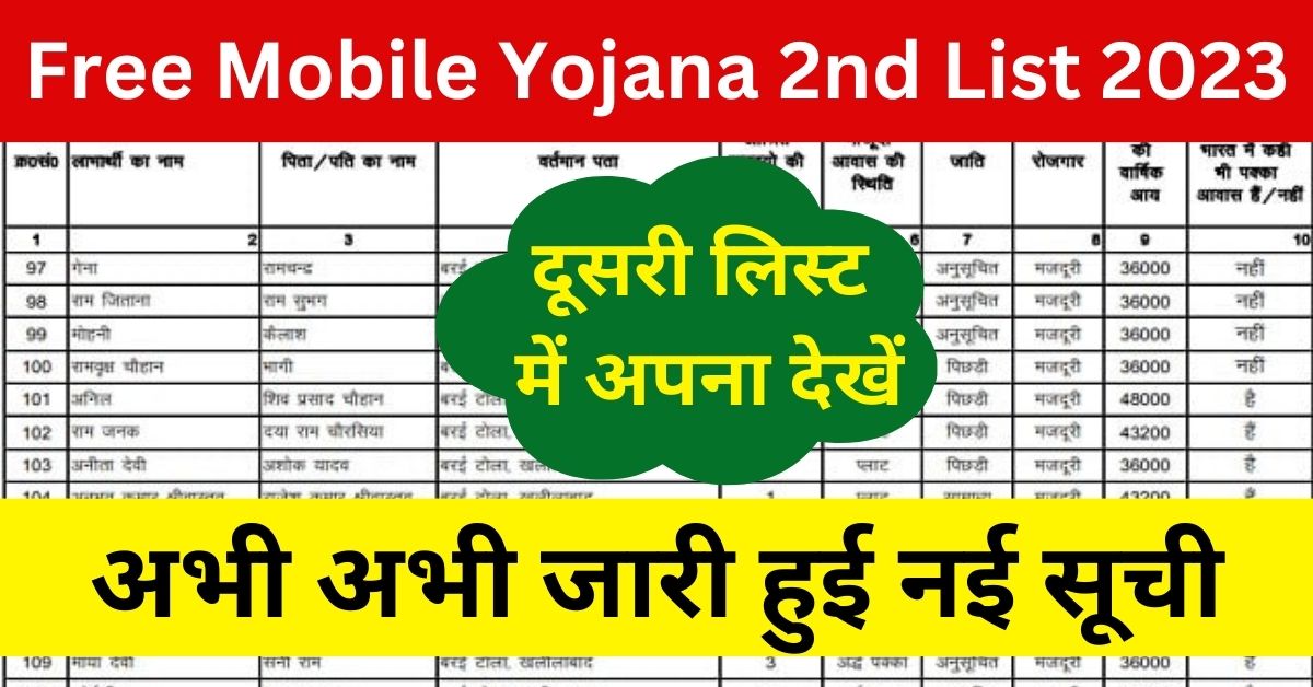 Free Mobile Yojana 2nd List
